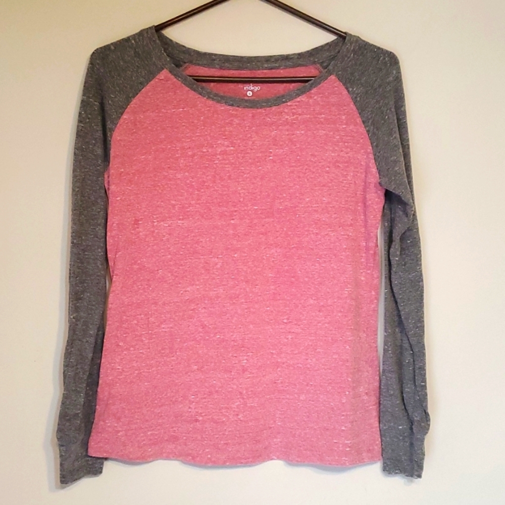 Indigo Heathered Red and Gray Long Sleeve Shirt, Small